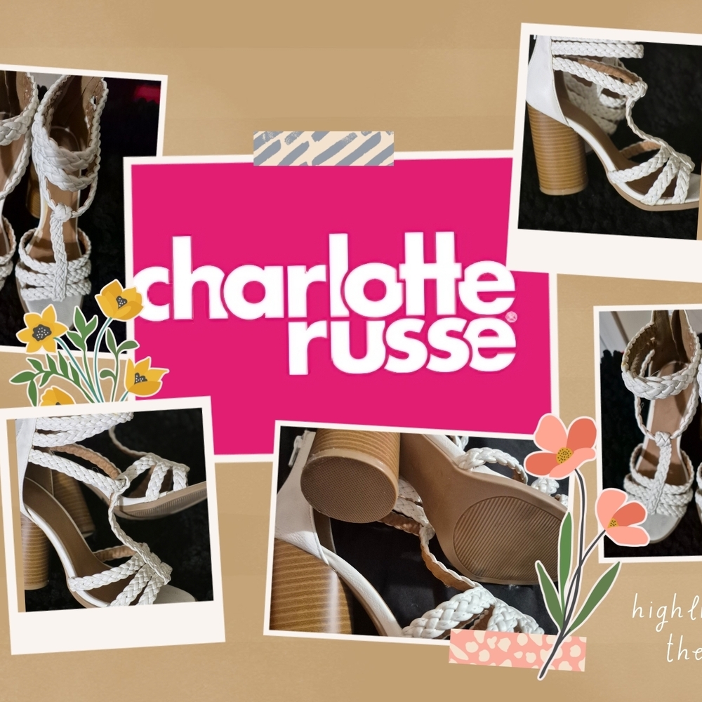 Charlotte Russe White Braided Heeled Sandals